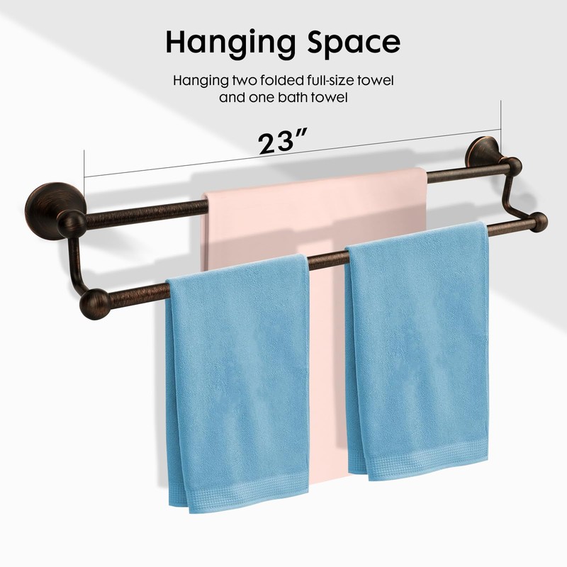 Ntipox Antique Bathroom Double Towel Bar Oil Rubbed Bronze, 24