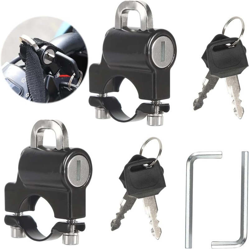 2 Pcs Motorcycle Helmet Lock and Accessories for 22-28mm Handlebar