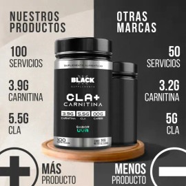 Black Supplements 1kg Cla  Carnitina 100 Servicios Sabores                                                                                            