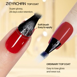ZEYACHAN 15 ml Top Coat Gel UV Nail Polish No Wipe Top Coat Shiny - For Nails for Gel Nails Nail Art Manicure Nail Design - Top Coat Nails UV