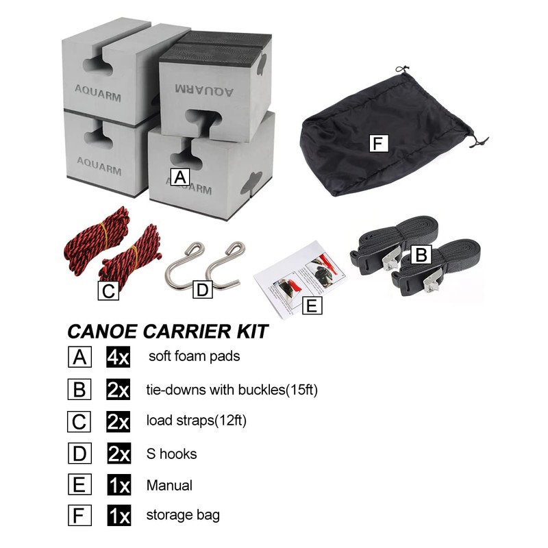 AQUARM Universal Canoe Carrier Kit Canoe Foam Block for Roof