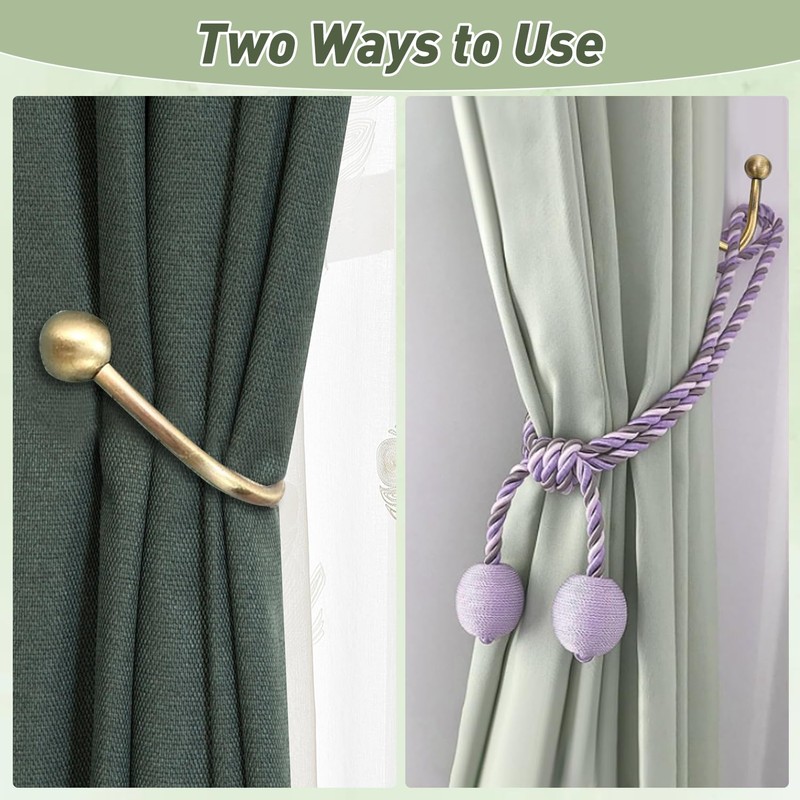 Metal Curtain Holdbacks, 2 Pcs Gold Curtain Tie Backs Hooks,