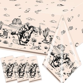 Gupesxu Western Party Decorations Cowboy Tablecloths Disposable Wild West Cowboy Birthday Table Cover for Kids Rodeo Bachelorette Baby Shower Party Supplies
