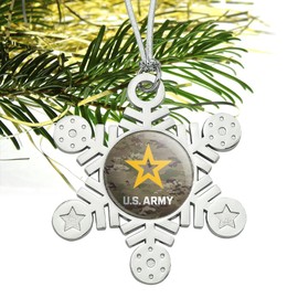 GRAPHICS & MORE U.S. Army Logo on Camo Metal Snowflake Christmas Tree Holiday Ornament