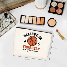 Basketball Gifts Inspirational Makeup Bag Basketball Stuff Accessories for Women Basketball Sports Lover Friend Fans Christmas Graduation Cosmetic Bag Basketball Coach Gifts Basketball Team Gifts