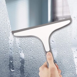 Lumbor37 Escobilla de Ducha y Paño de Limpieza, Limpiacristales de Ducha con Gancho, Escobilla de Goma de Limpieza Multiusos para Puertas de Ducha, Ventanas y Cristales de Coche