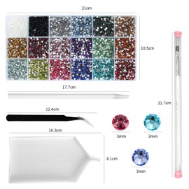 36000Pcs 3mm Mixed Color Flatback Rhinestones Kit for Nail Crafts DIY Decoration Non-hotfix resin Round Shape Crystal…
