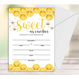 Geuro Baby Shower Invitations, Sweet bee Fill In Invites Cards wih Envelopes, Set of 25.