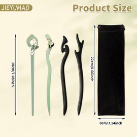 18Pcs Wooden Hair Sticks, 9 Styles Wooden Hairpin with Storage Bag, Vintage Wood Hair Fork Chinese Hair Stick Wood Hair Chopsticks Japanese Hair Chopstick for Women Medium Long Hair