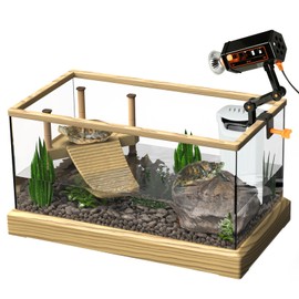 Okköbi Turtle Aquarium Kit Series - New - Aquatic Turtle Tank with Filter and Light + Turtle Basking Platform, Small Turtle Tank for Baby & Juvenile Turtle, Perfect Turtle Starter Kit for Kids