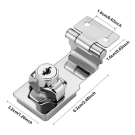 EMVANV Keyed Hasp Lock, 90 Degrees Lock Hasp T-wist Knob Keyed Locking Hasp Safety Door Clasp for Small Doors Drawer and Cabinets(Silver)