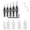 Alnicov 6Pcs Countersink Drill Bit Set 1/4inch Hex Shank Power