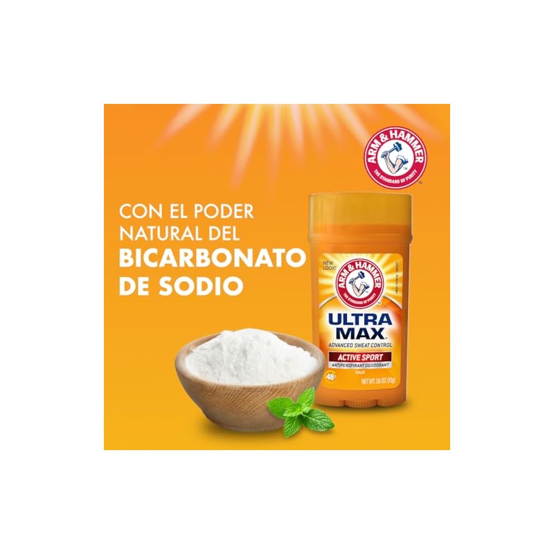 Arm & Hammer Antitranspirante Ultra Max Active Sport, Protección Máxima