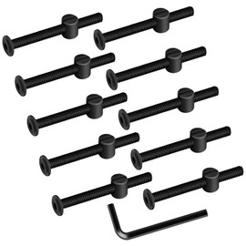 M6 x 65mm Black Flat Head Socket Head Screw Furniture Bolts and Barrel Nuts, with Allen Wrench Perfect for Furniture, 10 Sets