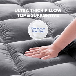 USKRIGE King Mattress Topper, Extra Thick Cooling Mattress Pillowtop for Back Pain, Plush Mattress Pad Protector with 8-21 Inch Elastic Deep Pocket 6d Down Alternative Filling