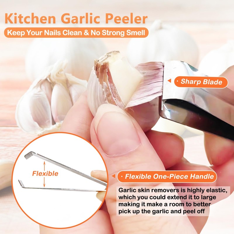 3PCS Stainless Steel Garlic Peeler - Garlic Peeler Clips Skin