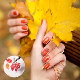 Thanksgiving Fall Nail Art Stickers-Maple Leaf 3D Self-Adhesive Decals Design, Holographic Autumn Flowers Leaves Pumpkin Turkey Nail Decoration for Women Girls Manicure DIY Nails Supplies (9 Sheets)