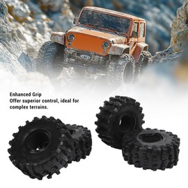 BuyWeek RC Tyre for Axial 1/10 RC Crawler Car, Pack of 4 Plastic Non-Slip RC Car Wheel Tyres, Black