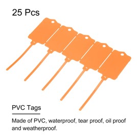 sourcing map Plastic Tags Key Label Tags, for Plastic Tie Mark Product Identification Tags,Valve Marking,Outdoor Tagging, 1.5x2.5 Inch Orange 25Packs