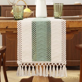 yosiio Table Runner Green, Sage Green, Cheesecloth Table Runner, Cheesecloth, Table Decoration, Birthday, Tablecloth for Boho, Wedding, Party, Birthday Decoration, 30 x 140 cm