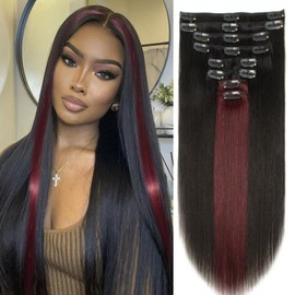 Clip in Hair Extensions Real Human Hair 105g Clip ins Colored Clip-in Hair Extensions 100% Brazilian Remy Human Hair Extension for Kids Women Girls 8pcs with 18 Clips (20 Inch)