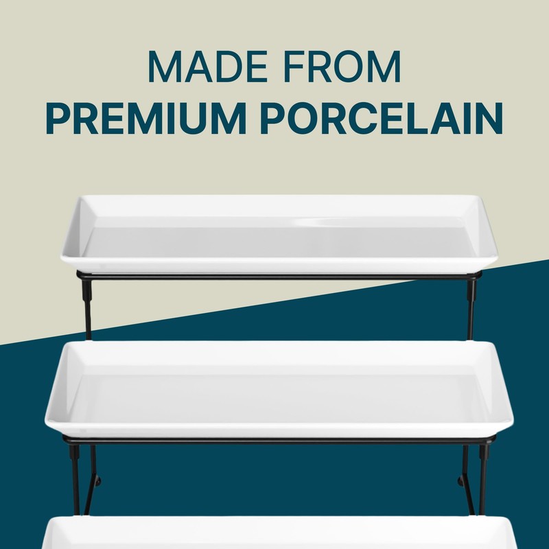 Gibson Elite Gracious Dining 3-Tier Serving Display Stand, Rectangular White