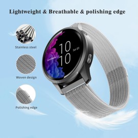 18mm Metal Mesh watch band Compatible with Garmin Venu 2s/ Venu 3S/Vivoactive 4s/Vivomove 3S/forernnner 255s bands,Quick Release milan Replacement Band for Garmin Forerunner 255S/ 265S Women Men