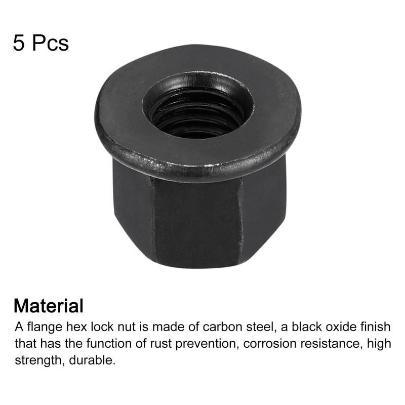QUARKZMAN 5pcs M12 Flange Hex Lock Nuts Grade 10.9 Carbon