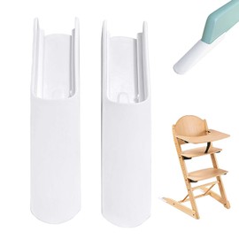 KLINNA 2 Piece Extended Glider Set for Stokke Tripp Trapp High Chair, Accessories as Tilt Protection and Safety Foot Cover, Non-Slip Extension Leg Pads for Baby Chair (White)