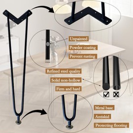 Jinharde 36inch Hairpin Table Legs, Set of 4 Desk Legs 800lbs Load Capacity,Vintage Sturdy Metal Coffee Table, Side Table, Furniture Legs