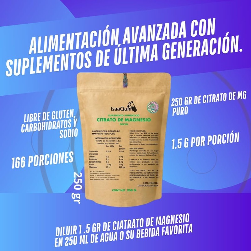 Citrato de Magnesio Natural de 250 G