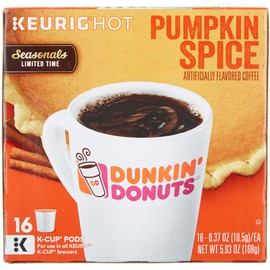 Dunkin Donuts Pumpkin Spice Flavor K-Cups for Keurig Coffee Brewers, 16 Count