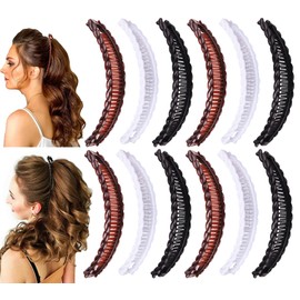 Banana Clip 12Pcs Banana Clips for Women Hair, Volumizing Claw Clips for Styling Accessories, Thick Thin Curly Lady Ponytail Bun Holder Jaw Clamp Retro Accessory Set for Women Girls