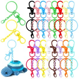 Otoolling 64pcs Colorful Swivel Snap Hook with Key Rings Lobster Claw Clasps Keychain Making Kit Swivel Clasps Lanyard Clips Hooks and Extender Chain for Keychain Jewelry DIY Crafts Supply Gift