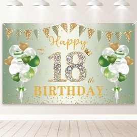 PartyYaa 18th Birthday Banner Decoration, Extra Large 18th Birthday Banner, Happy Birthday Banner Background Photo Booth Sign Poster Party Decoration for Girls and Boys (180 x 110 cm)