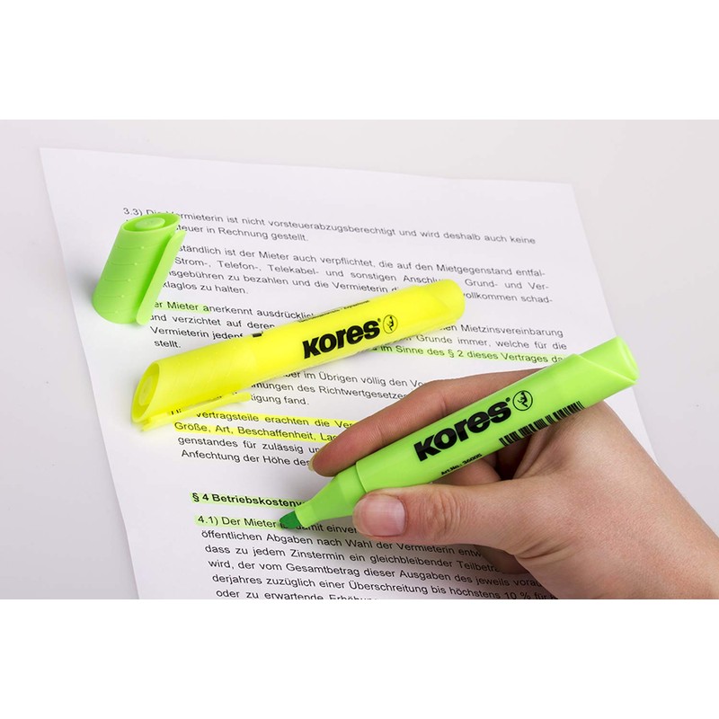 Kores - High Liner Plus: Fluorescent Highlighter Pens, Chisel Tip