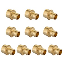 (Pack of 10) EFIELD Barb Pex 3/4" x 1/2" Female NPT Thread Adapter Crimp Brass Fitting