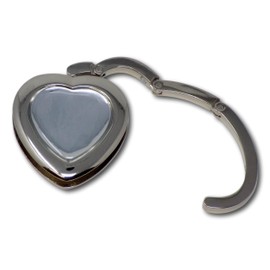 Minder Bag Hanger Foldable Heart Shaped Safety Security Hook Holder Accessory (Silver)