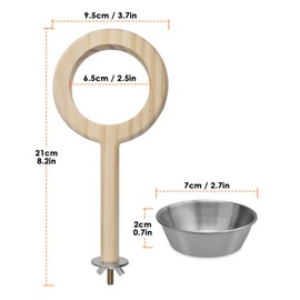 KATUMO Bird Perch Bird Feeding Cup Parrot Wood Perch Stand Toy Bird Cage Accessory for Parakeet Lovebird Conure Budgie Canary Finch Small Parrots