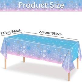 Xinvery Blue Purple Party Tablecloth,Snowflakes Table Covers Christmas Party Tablecloth Plastic Winter Tablecloths for Christmas Holiday New Year Party Decoration 137 x 274cm