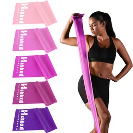 5 Pcs Resistance Bands for Working Out Women and Men, Physical Therapy Bands, Elastic and Exercise Bands Set for Stretching, Suitable for Rehab, Yoga, Pilates, Gym, Home Exercise (Gradient Pink)