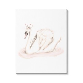 Stupell Industries Elegant Swan Princess Wearing Crown Tiara Pink Jewels, Design by Studio Q