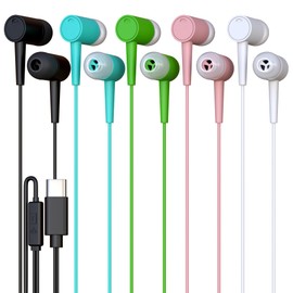 50 Pack Bulk Wired Earbuds, USB-C, in-Ear, Mic, Compatible with Phone, Tablet, Laptop, PC for School, Online Class, Meeting, Conference, Practice, Test, Mix