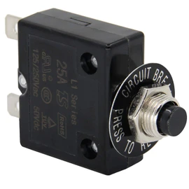 RKURCK 125-250V AC 50V DC Push Button Circuit Breaker 25 Amps Thermal Overload Protector L1 Series Manual Reset Thermal Circuit Breaker 25A