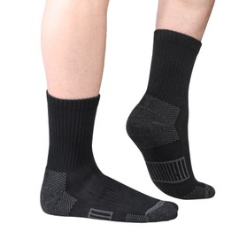 YUEDGE Mens Socks Sweat Wicking Cushioned Black Cotton Crew Casual Everyday Golf Gym Training Athletic Sports Work Socks for Men Size 9-12, 5 Pairs