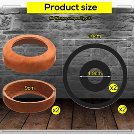 Photect 2 Sets Handle Pump Replacement Parts Leather Seal Set Type 90 Leather Sleeve and O Ring Seal Piston Sleeve for Garden Pump Hand Pump Well Pump Seal (90, Cowhide Leather)