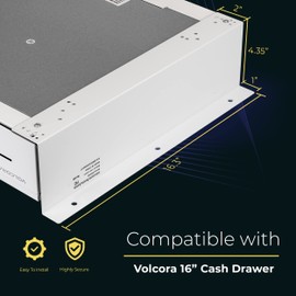 Volcora Cash Drawer Under Counter Mounting Metal Bracket - 16" x 5" x 2" White Heavy Duty Steel for Under Desk Installation - Under Cabinet Compatible with Most Cash Registers