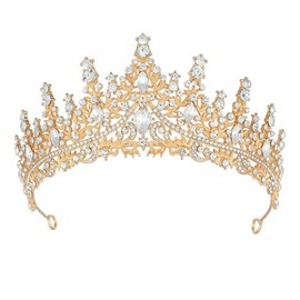 ASTRUE Crystal Crown and Tiara For Women - Rhinestone Headband For Princess Girls,Bridal Hair Accessories For Weddings Birthday (Silver&Gold Plated, One Size)