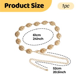 Western Gold Chain Belt,Hollow Out Daisy Chain,Waist Chain Belts for Women,Cowgirl Belts,Adjustable Gold Metal Vintage Concho Dress Belt,for Concert Outfit