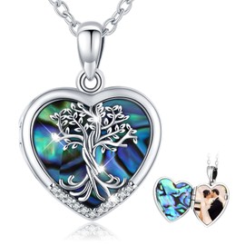 Locket for Opening Pictures, Tree of Life Locket Chain, 925 Sterling Silver Pendant, Amulet for Opening Pictures, Photo Amulet Necklace, Valentine's Day Ladies/Girls/Couples, Sterling Silver, No